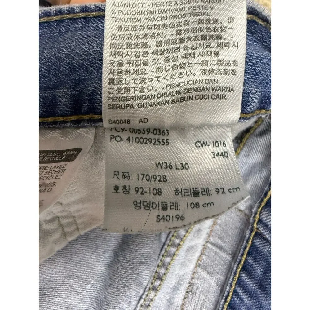 Levi's 559 Jeans Mens 36x30 Distressed Light Wash Denim Straight Leg 2016 A239
